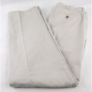L.L. Bean Double L Flannel Lined Pants 36 / 32 Beige Natural Fit Flat Front